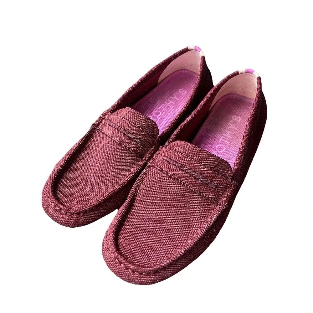 Rothy's The Driver Driving Loafer Shoes Slip On Flat Women's 9 Burgundy Preppy